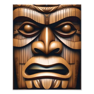 Wood Grain New Zealand Tiki,  Photo Print