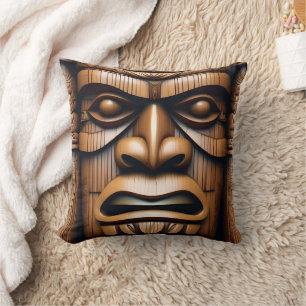 Wood Grain New Zealand Tiki,  Throw Pillow