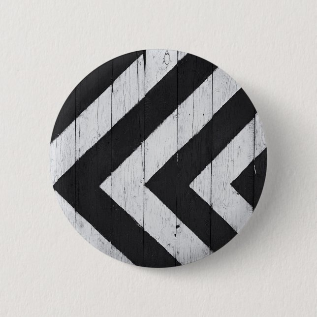 Wood Grain Painted Black and White 2 Inch Round Button (Front)