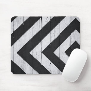 Wood Grain Painted Black and White Mouse Pad