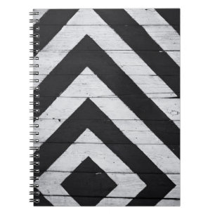 Wood Grain Painted Black and White Notebook