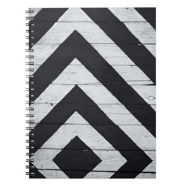 Wood Grain Painted Black and White Notebook (Front)
