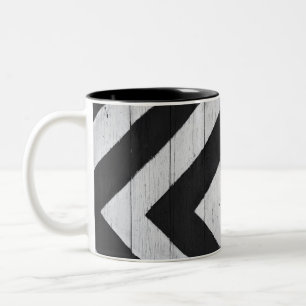 Wood Grain Painted Black and White Two-Tone Coffee Mug