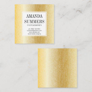 Wood Grain Pattern   Gold Metallic Square Business Card