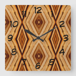 Wood Grain Pattern Square Wall Clock