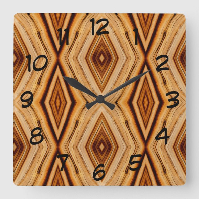 Wood Grain Pattern Square Wall Clock (Front)
