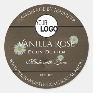 Wood Grain Product Packaging Labels Daisies Logo