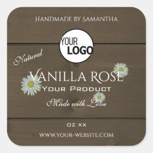 Wood Grain Product Packaging Labels Daisies Logo