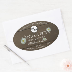 Wood Grain Product Packaging Labels Daisies Logo