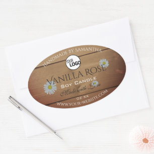 Wood Grain Product Packaging Labels Flowers Logo