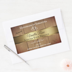 Wood Grain Product Packaging Labels Gold Decor