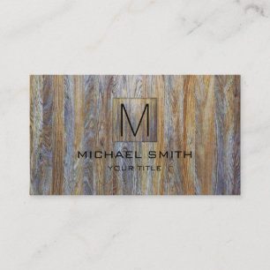 Wood Grain Professional Elegant Monogram #23 Business Card