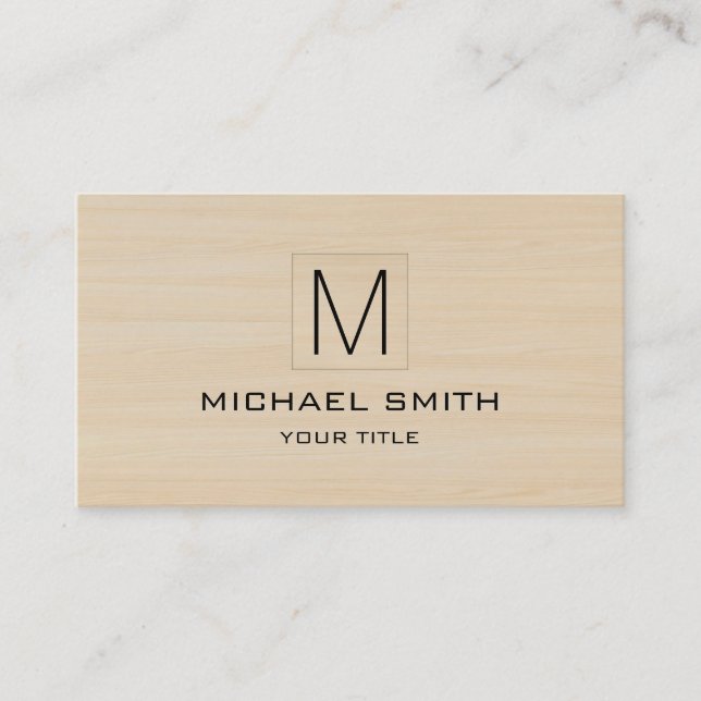 Wood Grain Professional Elegant Monogram #9 Business Card (Front)