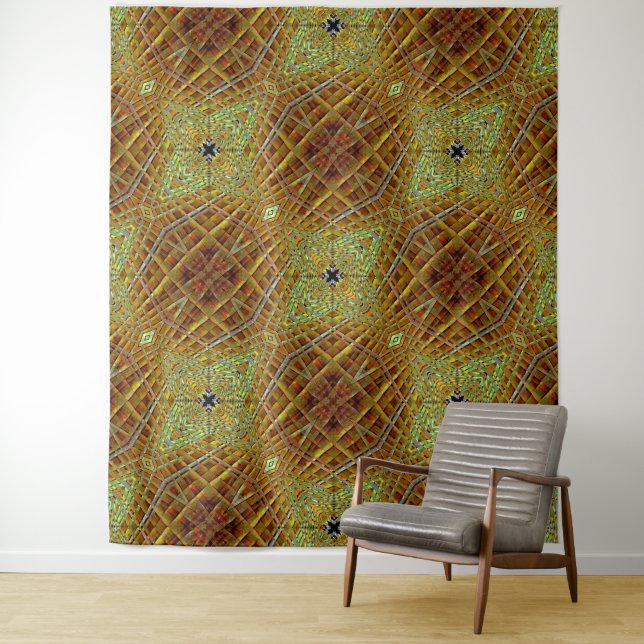 Wood Grain Rhombus Tapestry (In Situ)