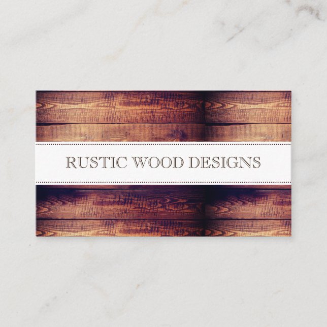 Wood Grain Rustic Grey Blue Monogram Business Card (Front)
