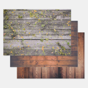 Wood Grain Rustic Old Country Boards Wrapping Paper Sheet