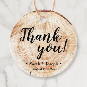 Wood Grain Rustic Wedding Thank You Favour Tags