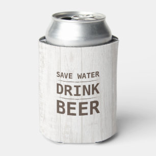 Wood Grain Save Water Drink Beer Personalized Name Can Cooler