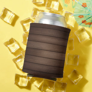 Wood Grain Striped Brown Abstract Fashion Art Can Cooler