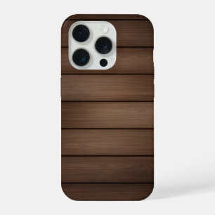 Wood Grain Striped Brown Abstract Fashion Art iPhone 15 Pro Case