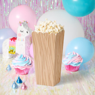 Wood Grain Style Popcorn Favour Boxes Party Pack