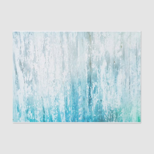 Wood Grain Teal White Rustic Texture Decoupage Tissue Paper (Front)