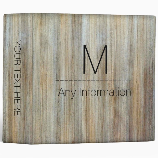 Wood Grain Texture Monogram #2 Binder (Front/Spine)