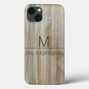 Wood Grain Texture Monogram #2 iPhone 13 Case