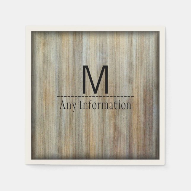 Wood Grain Texture Monogram #2 Napkin (Front)