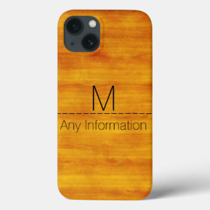 Wood Grain Texture Monogram #3 iPhone 13 Case