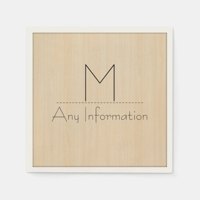 Wood Grain Texture Monogram Napkin (Front)