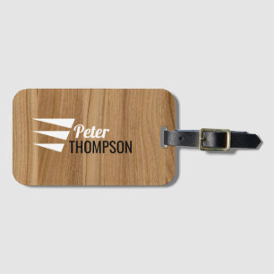 wood grain texture traveller name identifier luggage tag