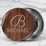 Wood Grain Timber With Monogram Personalized Name 2 Inch Round Button<br><div class="desc">This design features a pice of rustic timber's wood grain with a monogram and personalized name. Personalize by editing the text in the text box or delete for no text.
 #monogram #monogrammed #personalized #personalised #initial #wood #timber #rustic #name #namebadge #buttons #accessories #home #office #work #gifts</div>