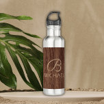 Wood Grain Timber With Monogram Personalized Name 710 Ml Water Bottle<br><div class="desc">Wood Grain Timber With Monogram Personalized Name water bottle features a piece of rustic timber with a monogram and personalized name. Personalize by editing the text in the text box or delete for no text. Designed by ©Evco Studio www.zazzle.com/store/evcostudio</div>