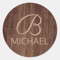 Wood Grain Timber With Monogram Personalized Name