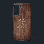 Wood Grain Timber With Monogram Personalized Name Samsung Galaxy Case<br><div class="desc">Wood Grain Timber With Monogram Personalized Name Smartphone Samsung Galaxy Phone Case features a rustic timber wood background with your monogram and personalized name. Perfect gift for Christmas,  birthday,  Father's Day and more. Designed by © Evco Studio</div>