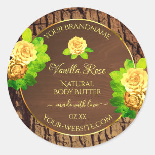 Wood Grain Tree Bark Product Labels Floral Roses