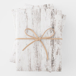 Wood Grain White Rustic Country Texture Decoupage Wrapping Paper Sheet
