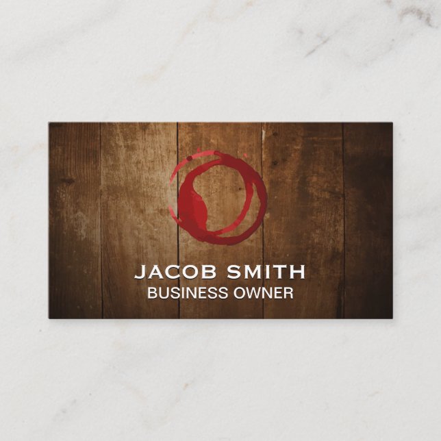 Wood Grain | Wine Stain Logo Business Card (Front)