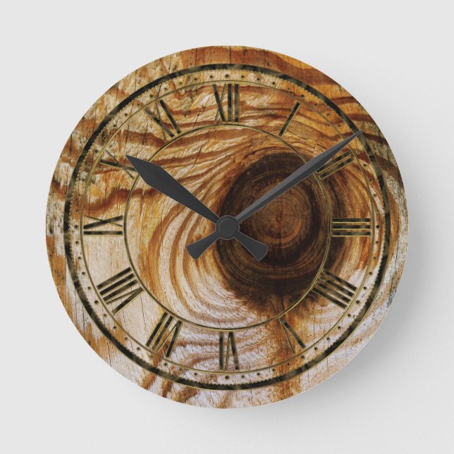 Wood Grain with Knot Round Clock (Front)