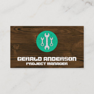 Wood Grain Wrench Tools Business Card