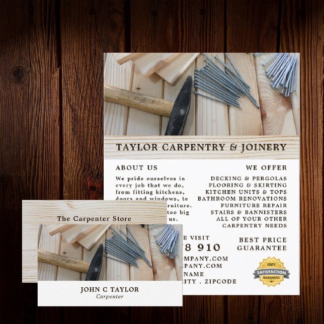 Wood, Hammer & Nails, Carpentry, Carpenter Advert Flyer (Creator Uploaded)