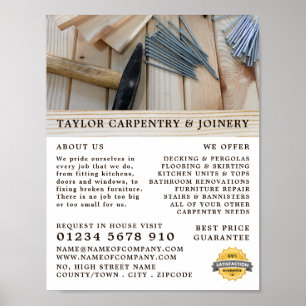 Wood, Hammer & Nails, Carpentry, Carpenter Advert Poster