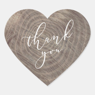 Wood heart rustic favour sticker