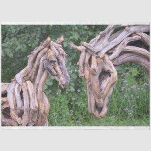 wood horse sculpture tissue paper