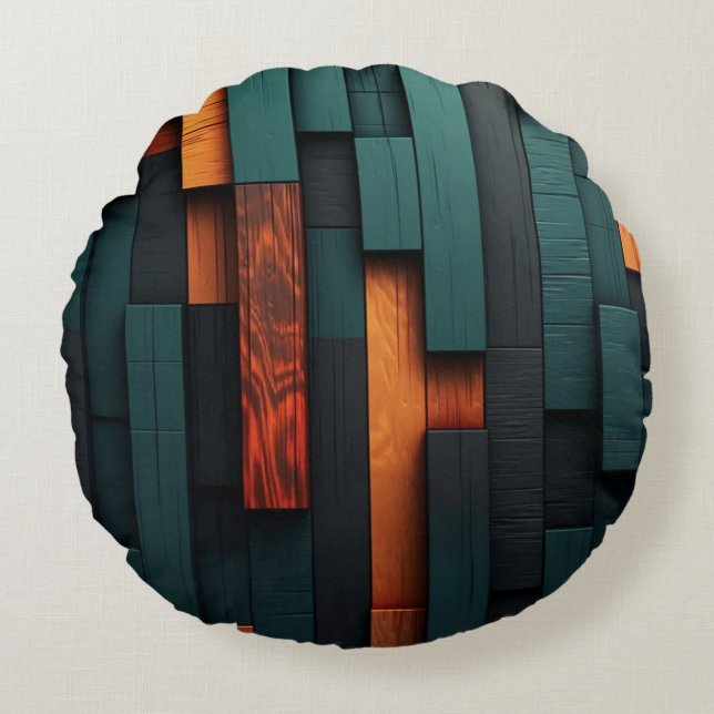 Wood imitation round pillow (Front)