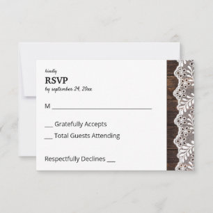 Wood & Lace no Meal RSVP Card