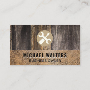 Wood Leather Hardware Tools Business Card