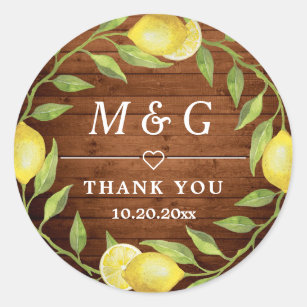 Wood &  Lemons Greenery Wedding Thank You Classic Round Sticker