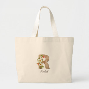 Wood letter R flower monogram retirement Tote Bag